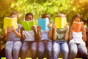 Children reading beautiful words in different languages